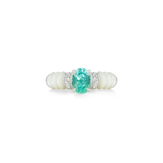 Plumeria Ring Aqua