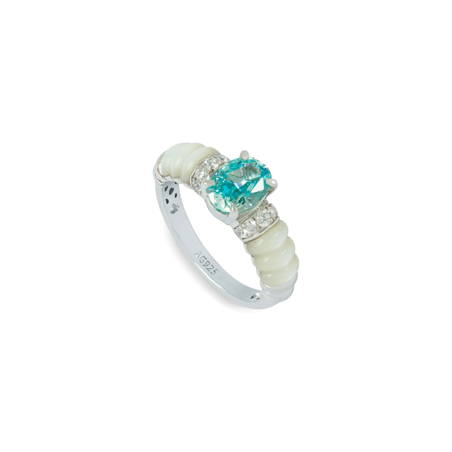 Plumeria Ring Aqua
