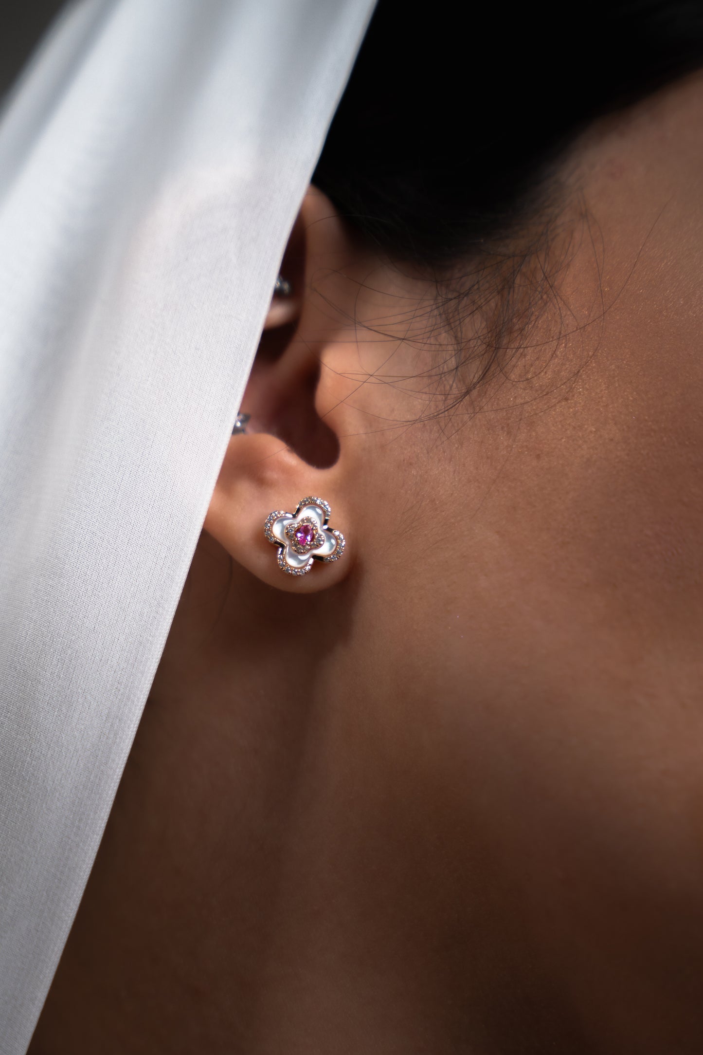 Plumeria Earrings Rose