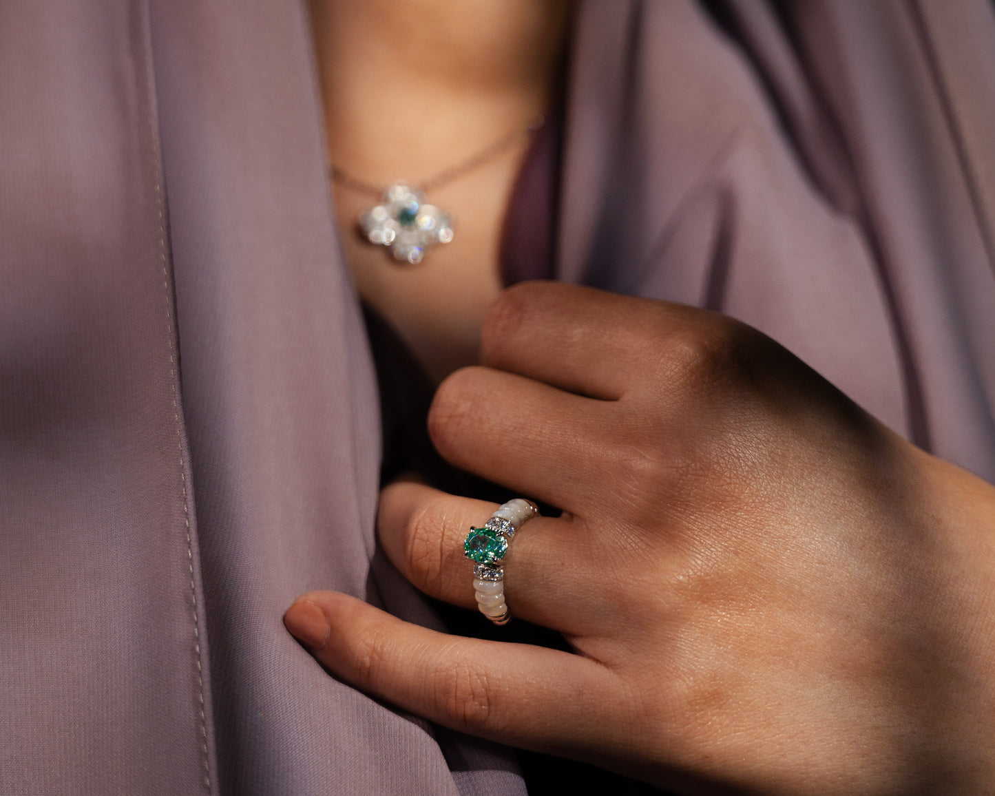 Plumeria Ring Aqua