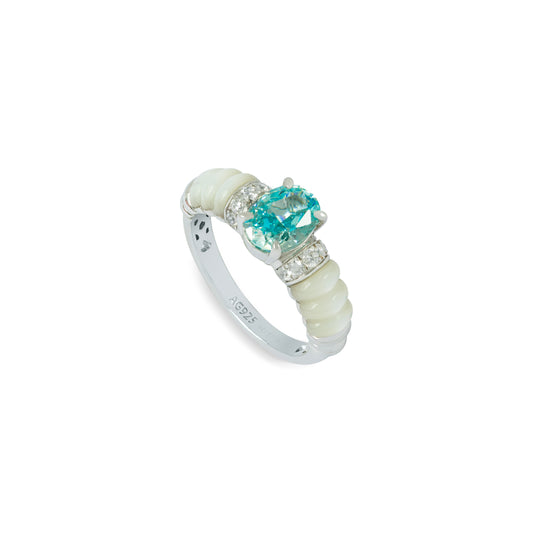 Plumeria Ring Aqua